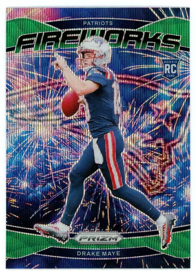 NFL 2024 Panini Prizm Football Green Fireworks Drake Maye #22 [Rookie]
