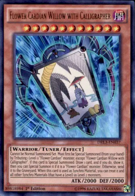 YuGiOh Trading Card Game Dragons of Legend: Unleashed Ultra Rare Flower Cardian Willow with Calligrapher DRL3-EN037