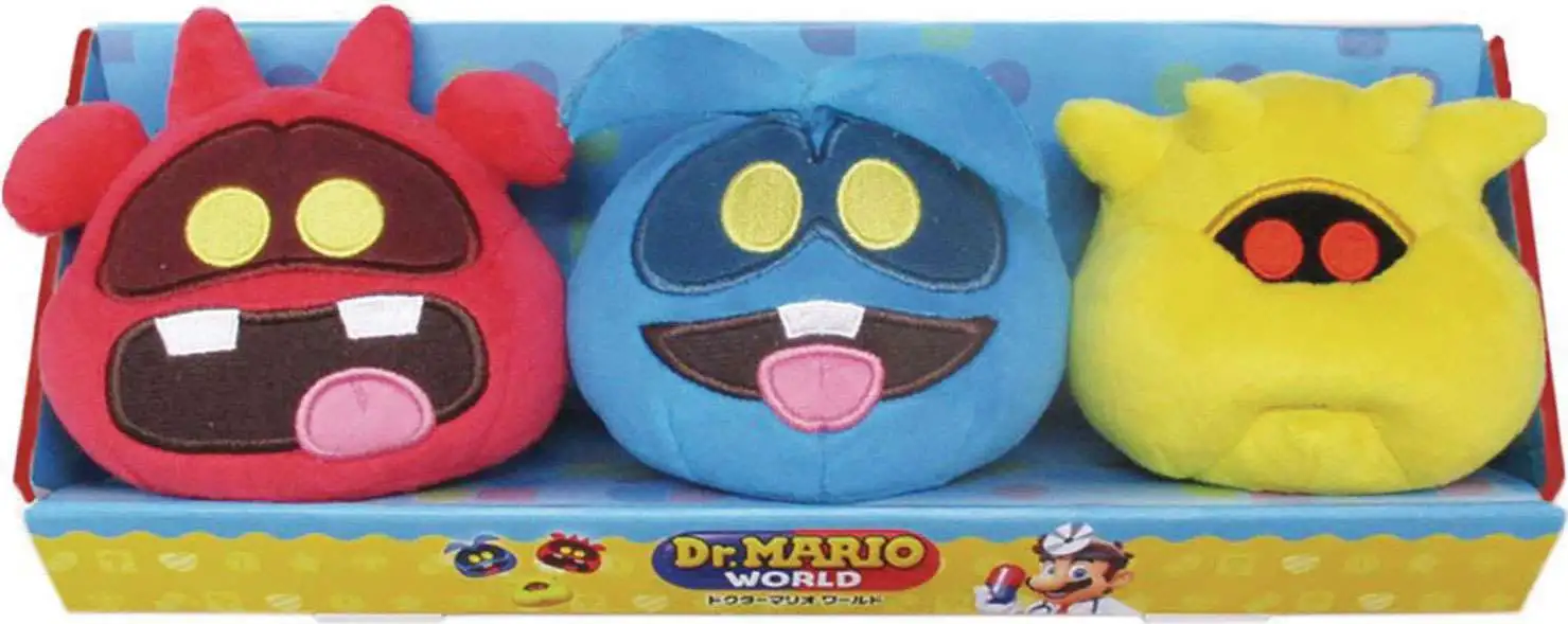 Super Mario Dr. Mario Virus 7-Inch Plush 3-Pack (Pre-Order ships February)