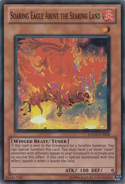 YuGiOh Duel Terminal 5 Rare Parallel Rare Soaring Eagle Above the Searing Land DT05-EN023