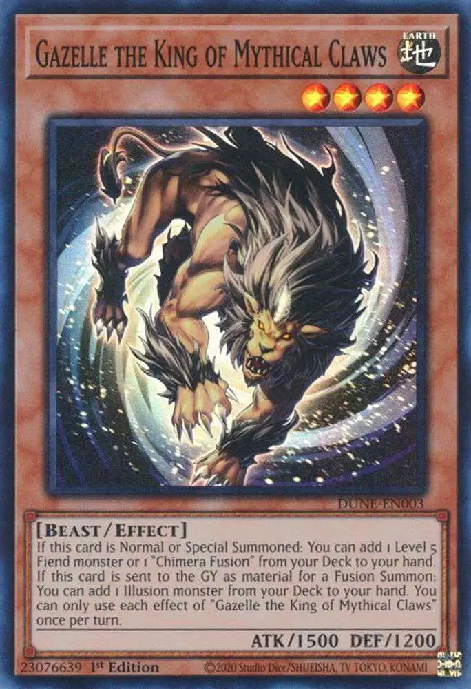 YuGiOh Trading Card Game Duelist Nexus Super Rare Gazelle the King of Mythical Claws DUNE-EN003