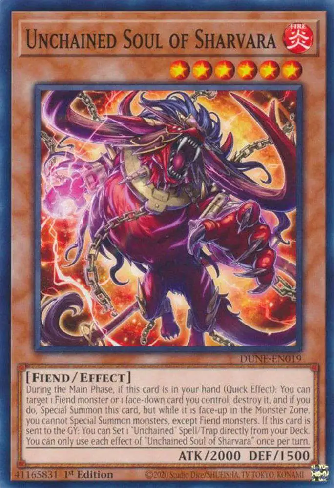 YuGiOh Trading Card Game Duelist Nexus Common Unchained Soul of Sharvara DUNE-EN019