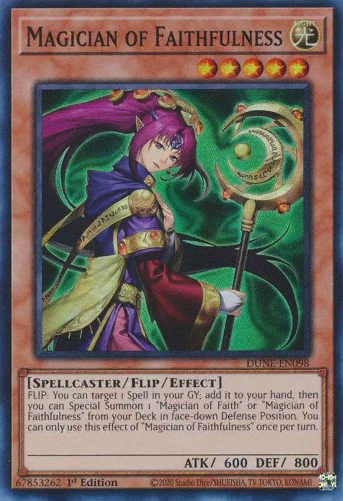 YuGiOh Trading Card Game Duelist Nexus Super Rare Magician of Faithfulness DUNE-EN098