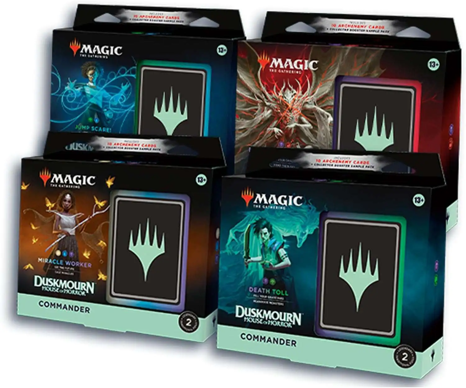 MtG Trading Card Game Duskmourn: House of Horror Miracle Worker, Death Toll, Endless Punishment & Jump Scare Set of 4 Commander Decks