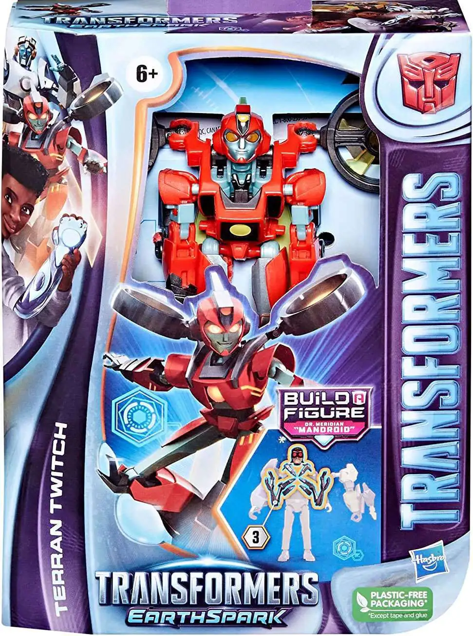 Transformers Earthspark Terran Twtich Deluxe Action Figure [Build Dr. Meridian "Mandroid" Piece!, Damaged Package]