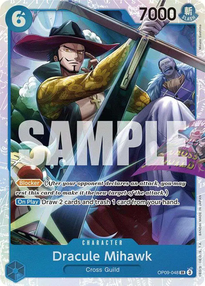 One Piece Trading Card Game Emperors in the New World Super Rare Dracule Mihawk OP09-048