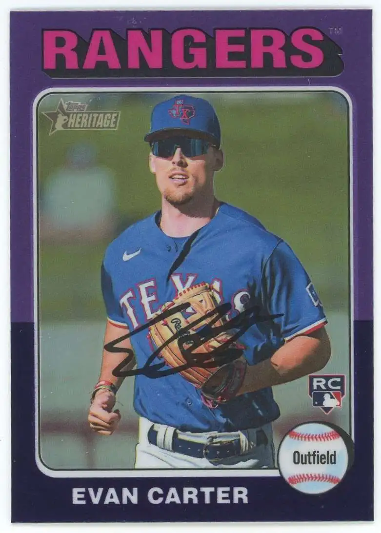 MLB 2024 Topps Heritage Purple Chrome Hot Box Refractor Evan Carter #170 [Rookie]