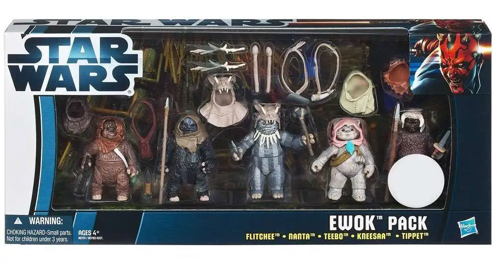 3Pcs Star Wars Galactic Heroes Warrick Ewok Warrior Paploo Figure Toys Episode 4 