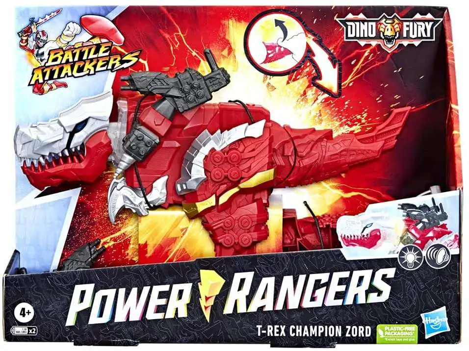 Power Rangers Dino Fury Battle Attackers TRex Champion Zord Action