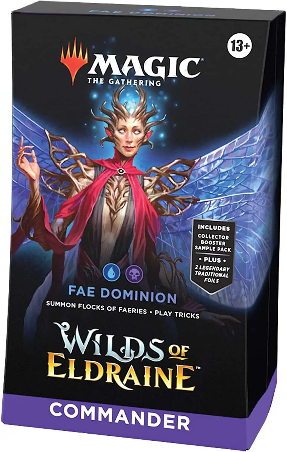 MtG Wilds of Eldraine FAE Dominion Commander Deck [100-Card Deck, 2-Card Collector Booster Sample Pack + Accessories]