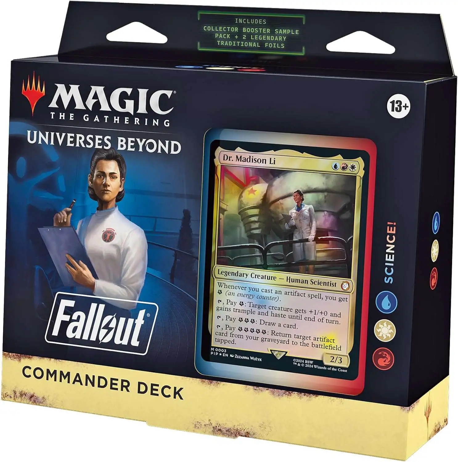MtG Universes Beyond: Fallout Science! Commander Deck [100-Card Deck, 2-Card Collector Booster Sample Pack + Accessories]