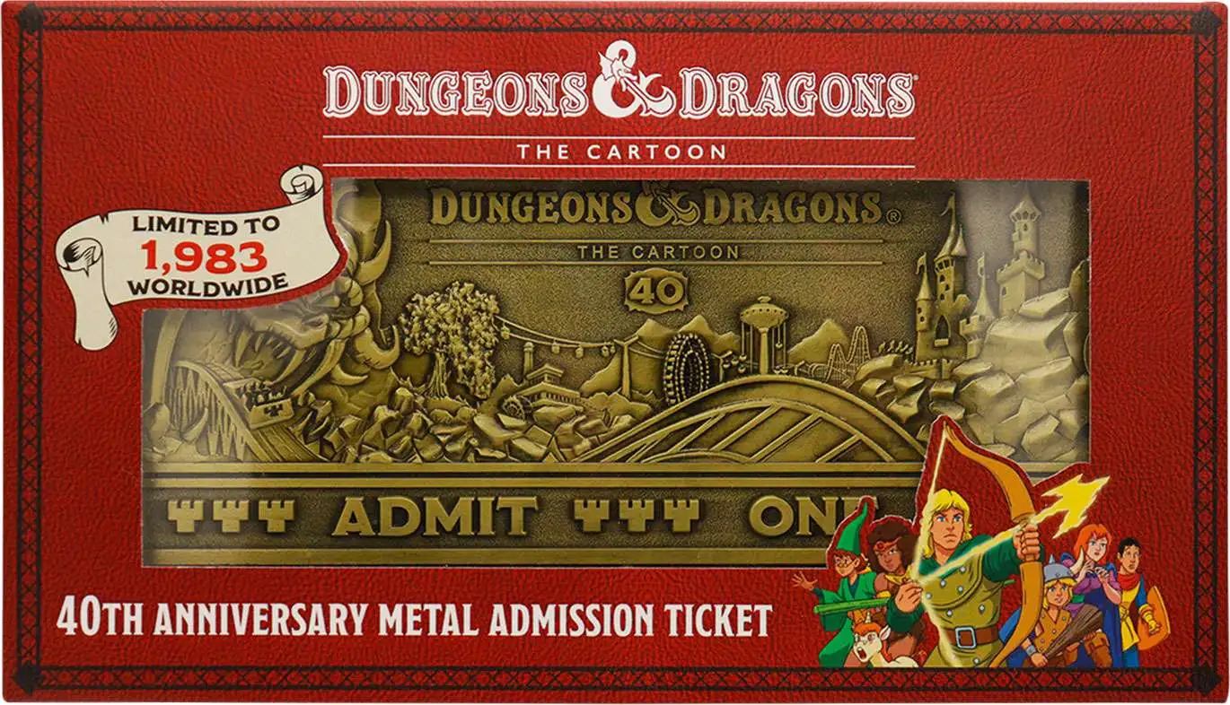 Dungeons & Dragons Animated Series Admit One Rollercoaster Ticket Limited Edition Metal Ticket