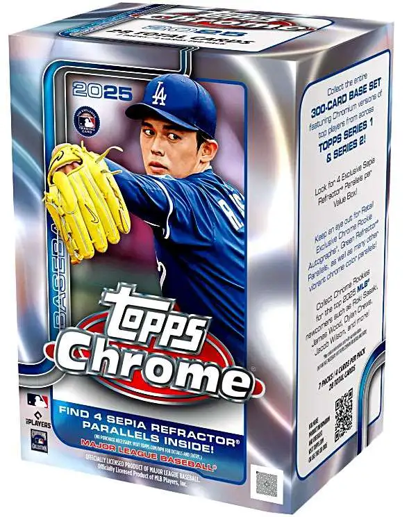 MLB Topps 2025 Chrome Baseball Trading Card Blaster Box [7 Packs]