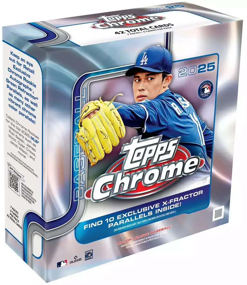 MLB 2025 Topps Chrome Baseball Trading Card Mega Box [7 Packs]