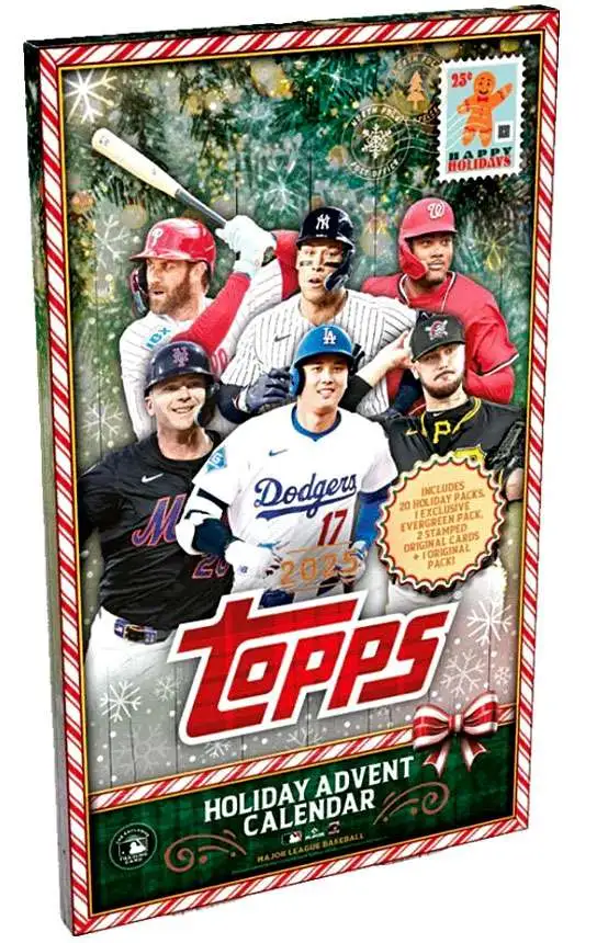MLB Topps 2025 HOLIDAY Baseball Trading Card Advent Calendar Box [24 Packs]