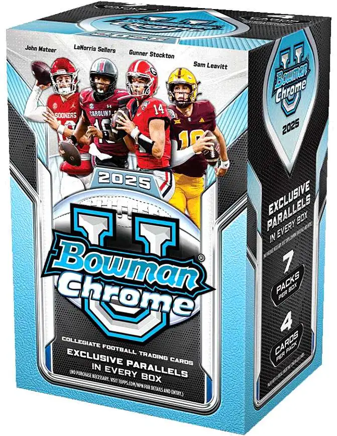 NCAA Topps 2025 Bowman University Chrome Trading Card BLASTER Box [7 Packs]