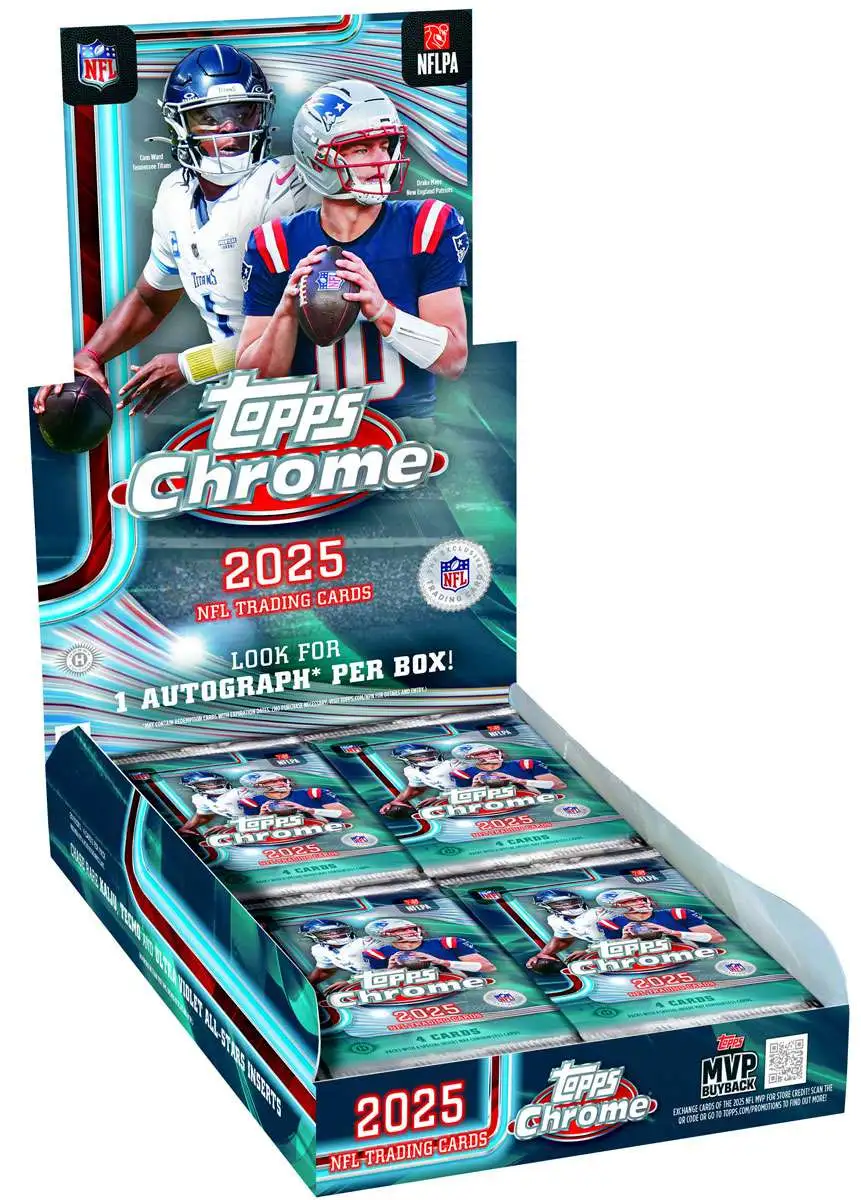 NFL Topps 2025 Chrome Football Trading Card HOBBY Box [20 Packs]