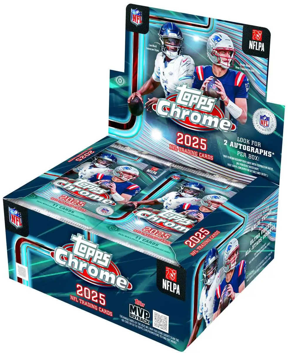 NFL Topps 2025 Chrome Football Trading Card JUMBO Box 12 Packs - ToyWiz