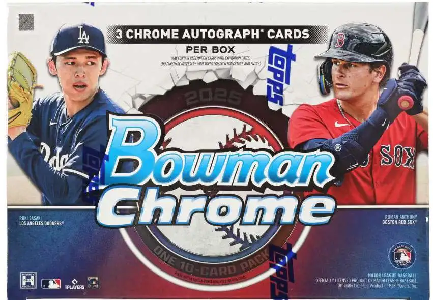 MLB Topps 2025 Bowman Chrome Baseball Trading Card Breaker Delight HOBBY Box [1 Pack, 10 Cards]