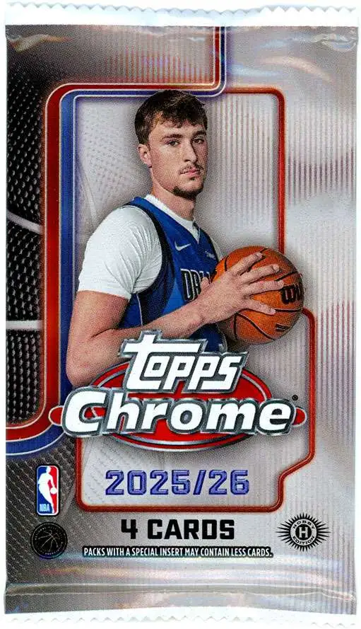 NBA Topps 2025-26 Chrome Basketball Trading Card HOBBY Pack [4 Cards]