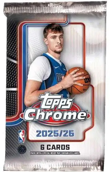 NBA Topps 2025-26 Chrome Basketball Trading Card MEGA Pack [6 Cards]