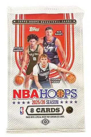 NBA Topps 2025-26 Hoops Basketball Trading Card HOBBY Pack 8 Cards