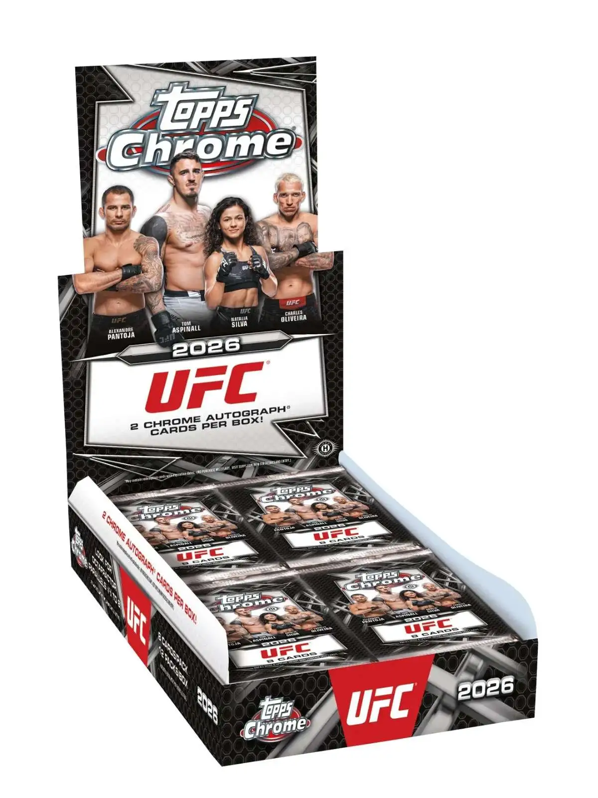 UFC Topps 2026 Chrome UFC Trading Card Hobby Box 12 Packs - ToyWiz