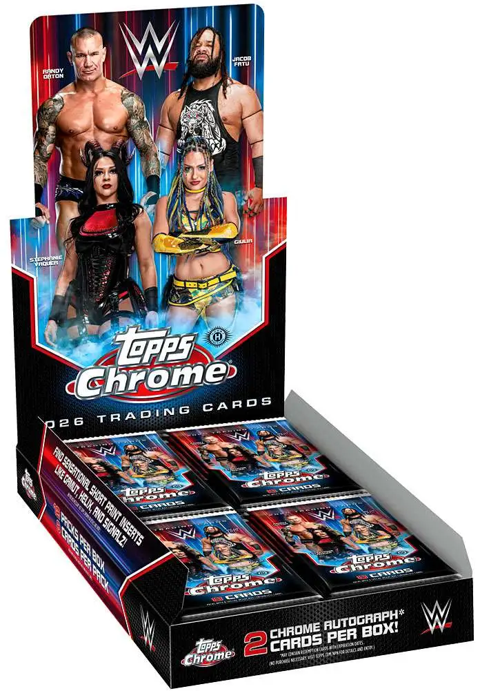 WWE Wrestling Topps 2026 Chrome Trading Card HOBBY Box [12 Packs, 2 Autographs]
