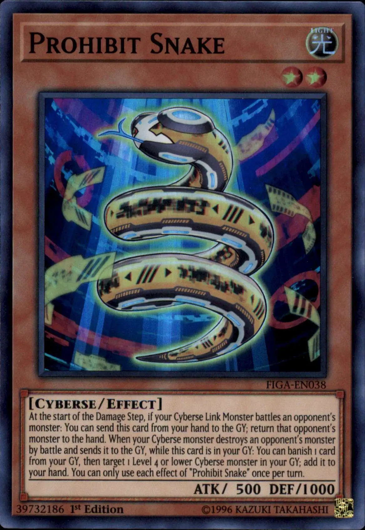 YuGiOh Fists of the Gadgets Super Rare Prohibit Snake FIGA-EN038