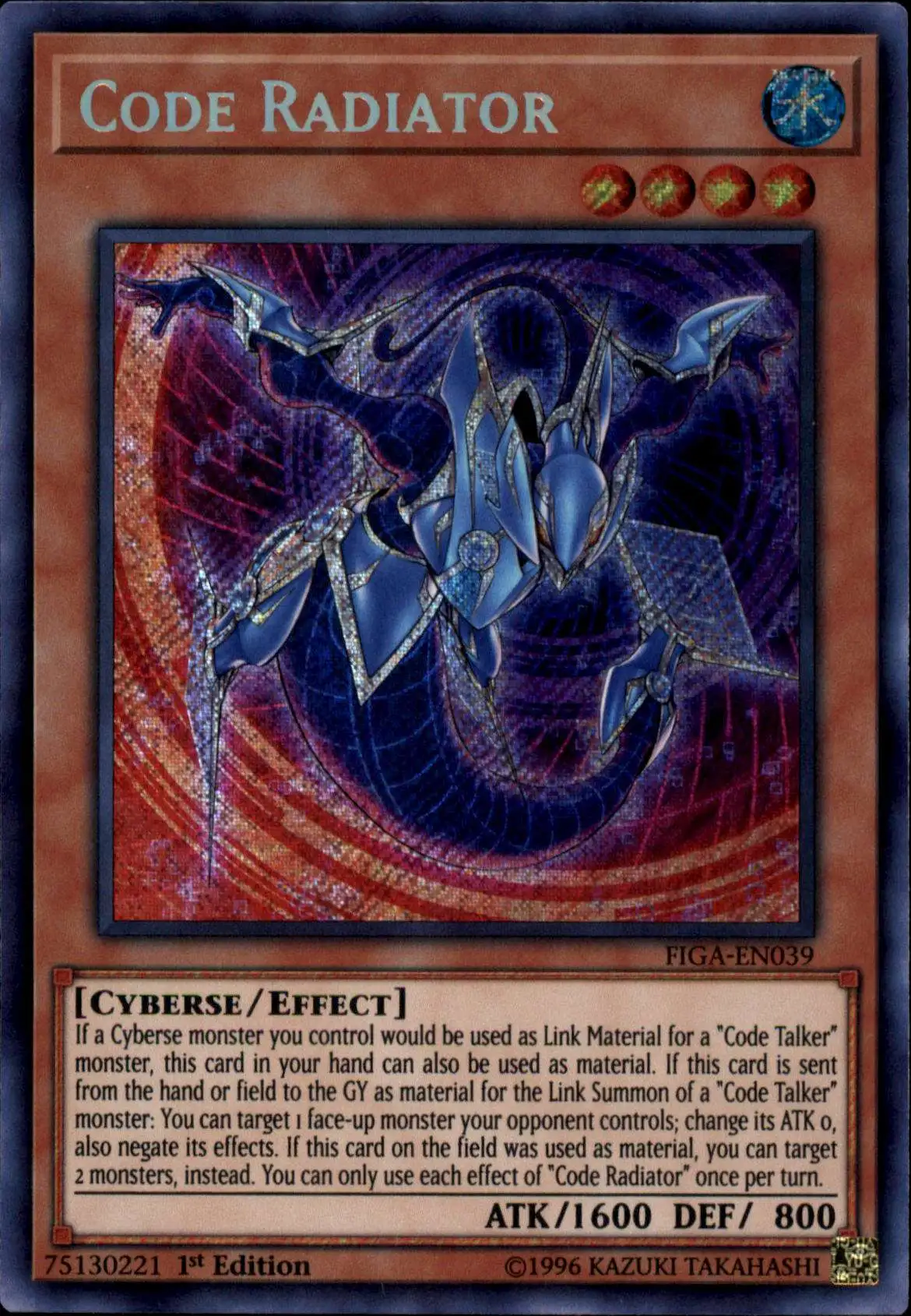 YuGiOh Fists of the Gadgets Secret Rare Code Radiator FIGA-EN039