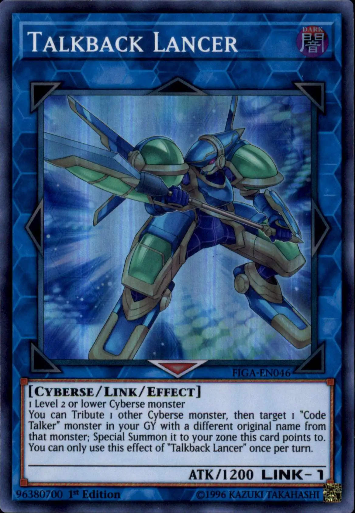 YuGiOh Fists of the Gadgets Super Rare Talkback Lancer FIGA-EN046