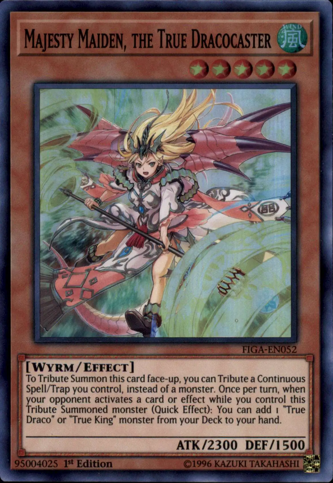 YuGiOh Fists of the Gadgets Super Rare Majesty Maiden, the True Dracocaster FIGA-EN052