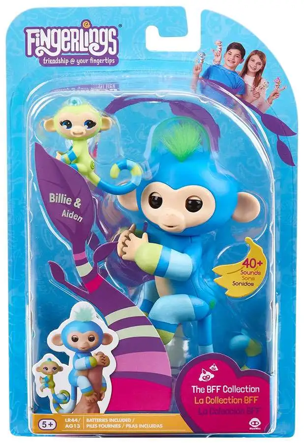NEW WowWee Fingerlings Toy BFF Collection Billie & Aiden Mini Baby Monkey Finger 