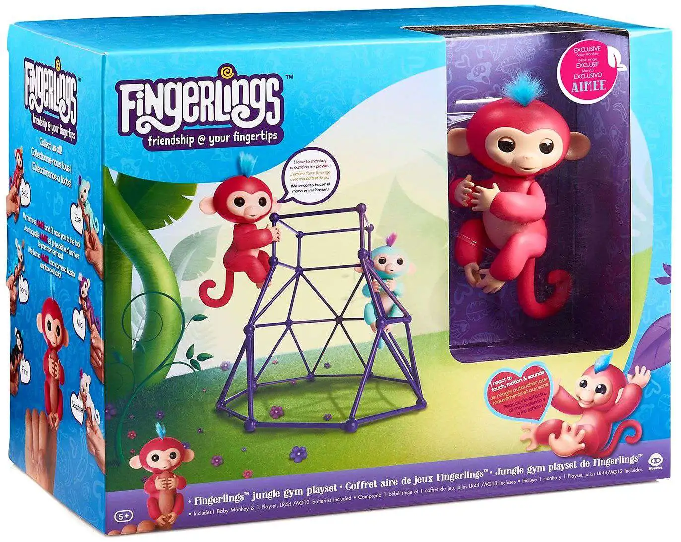 WowWee 2 Fingerlings Jungle Gym Playset Includes Monkeys Aimee & Sophie for sale online 