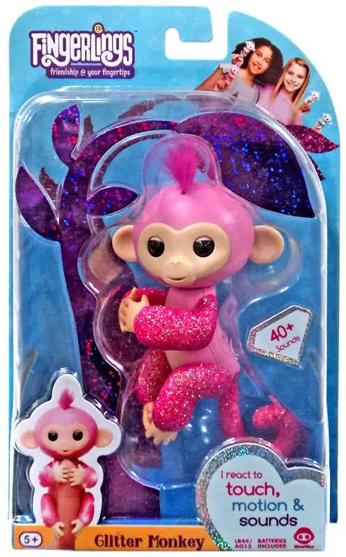 New Fingerlings Glitter Monkey Interactive Baby Pet by WowWee Rose Pink Glitter! 
