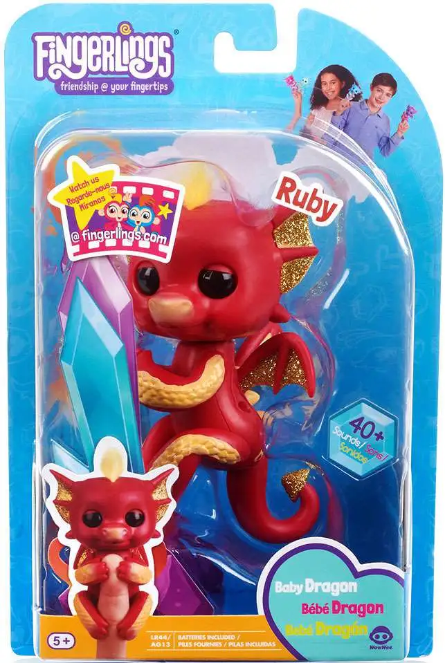 Fingerlings Baby Dragon Ruby Exclusive Figure Red WowWee - ToyWiz