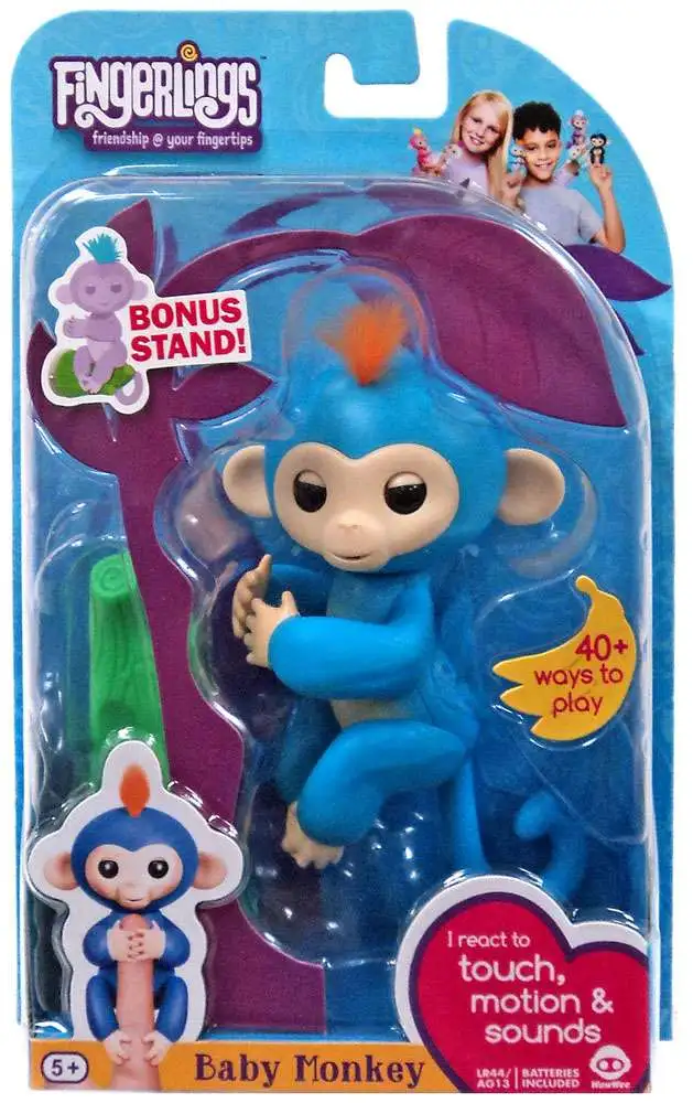 WowWee Fingerlings Boris Baby Monkey Interactive Toy Blue 100 Authentic for sale online 