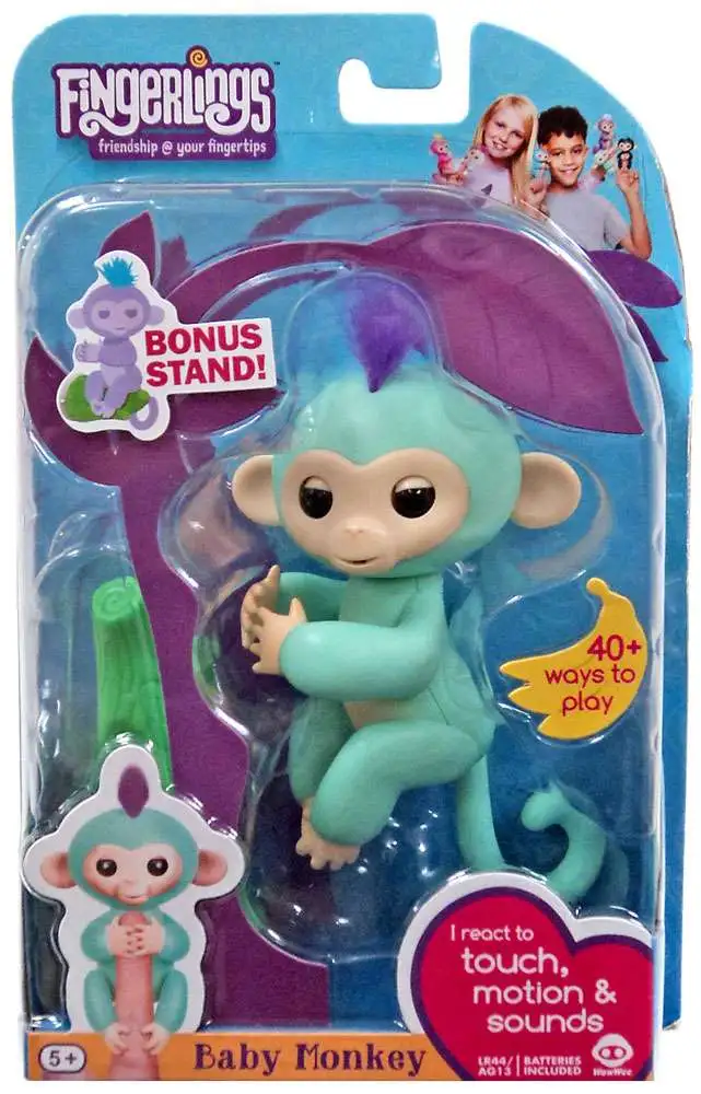 WowWee Fingerlings Zoe Baby Monkey Interactive Toy 100 Authentic Turquoise for sale online 