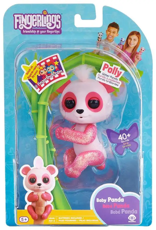 WowWee Fingerlings Baby Panda Glitter Polly Pink RARE 40 Sounds A11 for sale online 