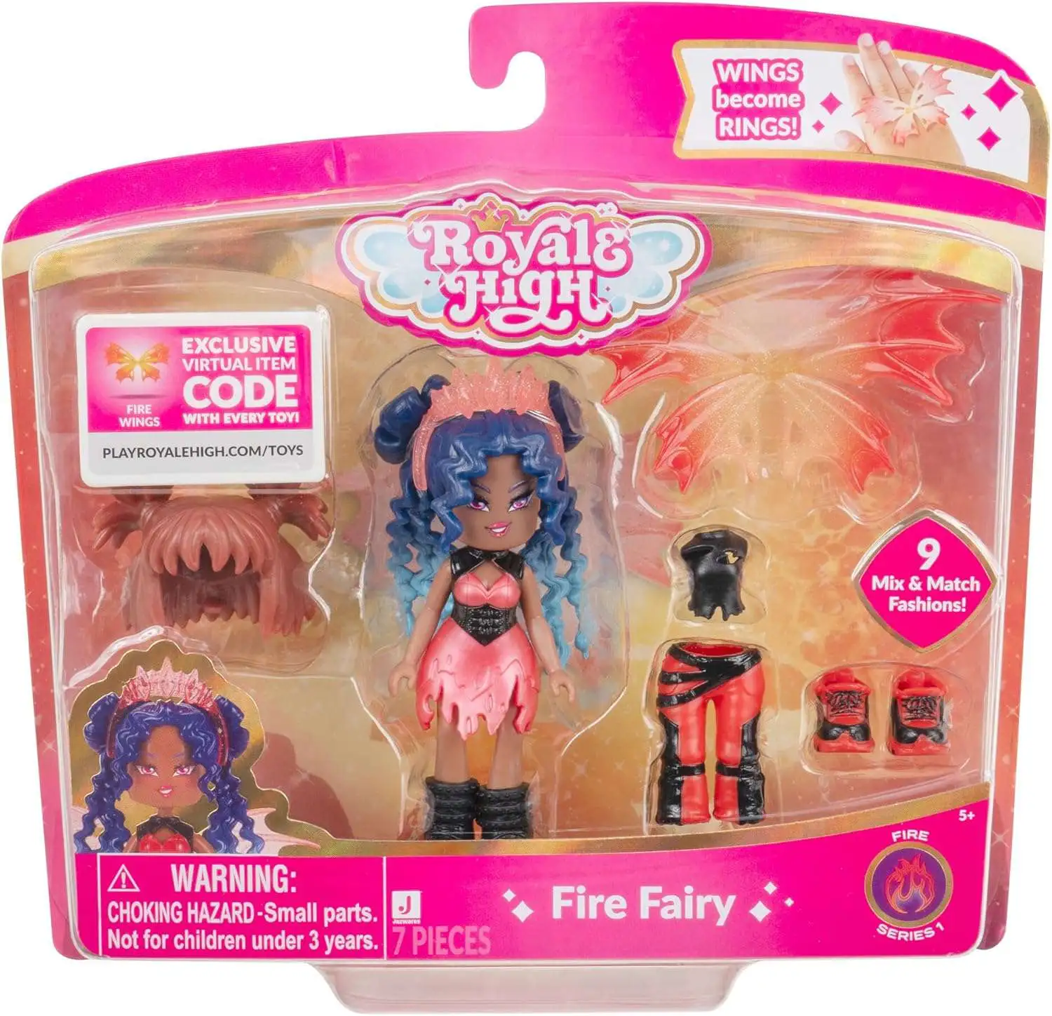Royale High Fire Fairy 3-Inch Doll [9 Mix & Match Fashions & Fire Wings Virtual Item Code]
