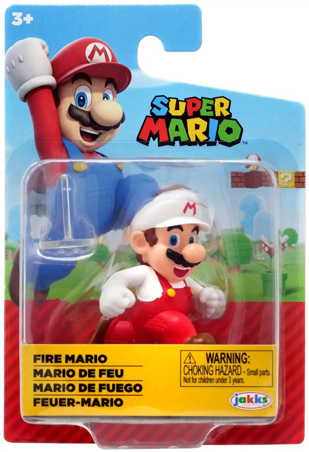 World of Nintendo Super Mario Fire Mario 2.5-Inch Mini Figure [Running, Red Overalls, Loose]