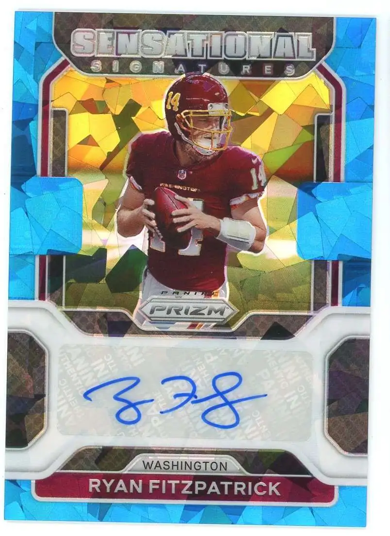 NFL 2021 Prizm Football Ryan Fitzpatrick Sensational Signatures 87/99  Autograph Card SS-RF [Blue Cracked Ice]