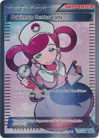 Trading Card Game XY Flashfire Ultra Rare Pokemon Center Lady #105 [MP] [Moderately Played]