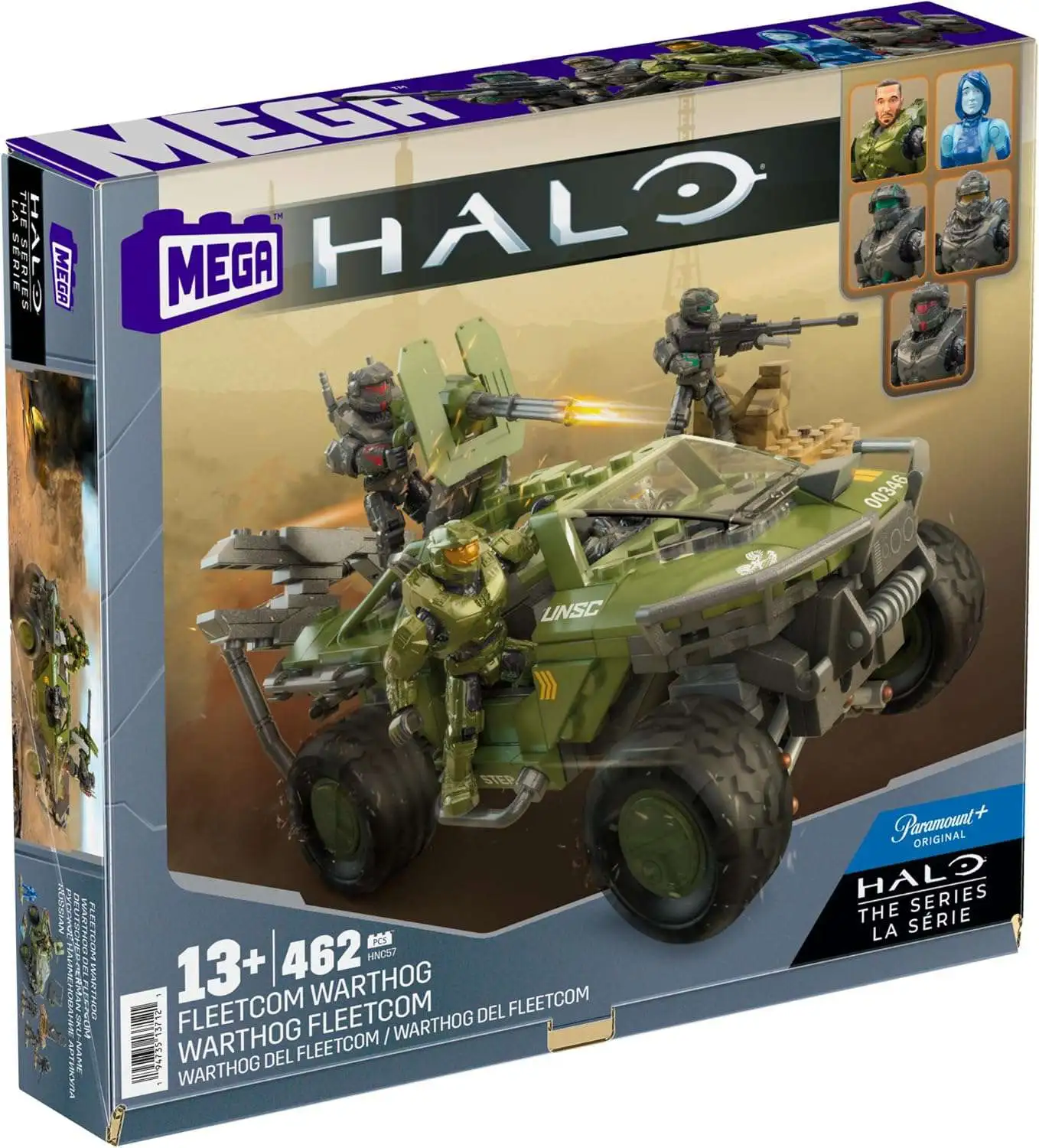 Mega Bloks Halo FLEETCOM Warthog Set [Spartans KAI-125, Riz-029, Vannak-134, Cortana & Master Chief John-117.]