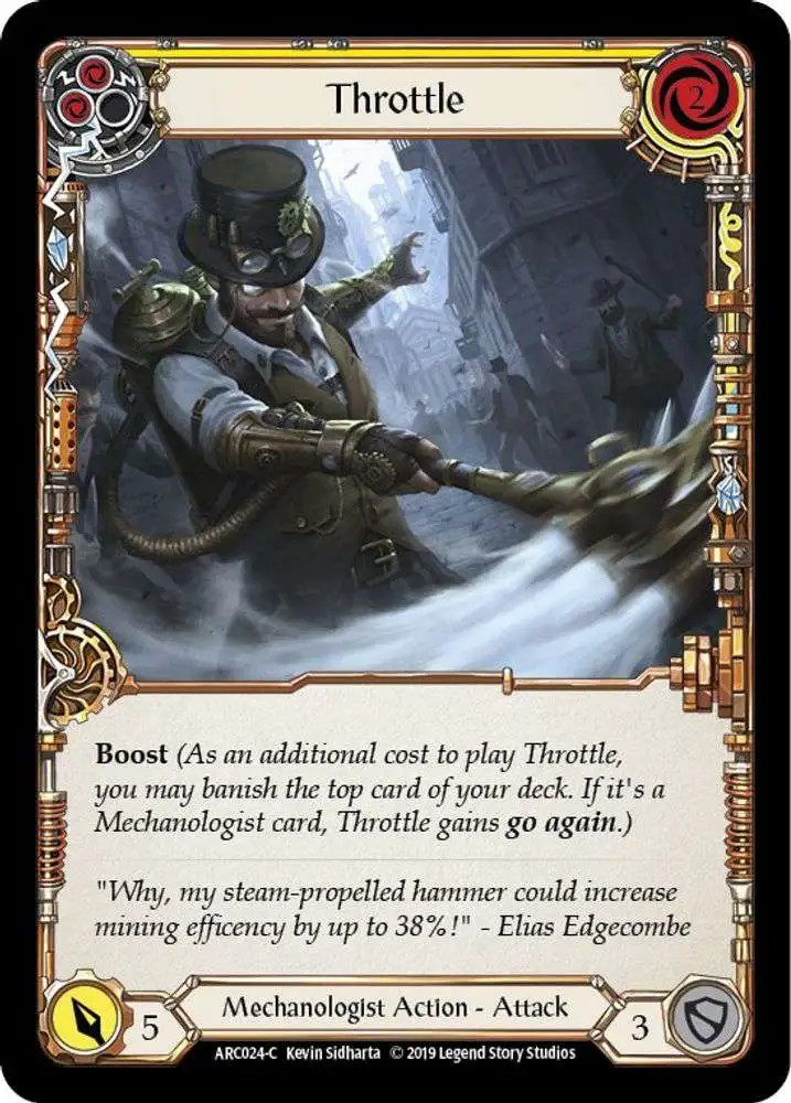 arcane rising first edition booster box Flesh and Blood Trading Card Game Single Card Common Throttle ARC024 Yellow As grotesque creatures rise from the shadows Primordial Rise Booster Box -