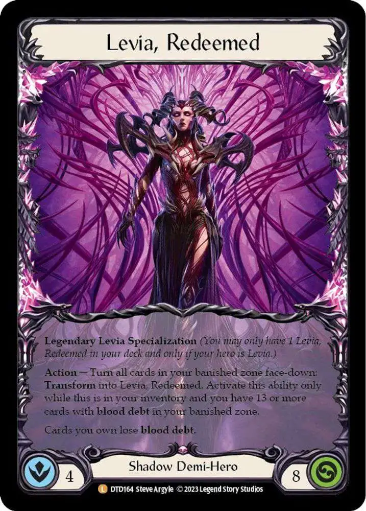 Flesh and Blood Trading Card Game Dusk Till Dawn Legendary Levia, Redeemed // Blasmophet, Levia Consumed DTD164