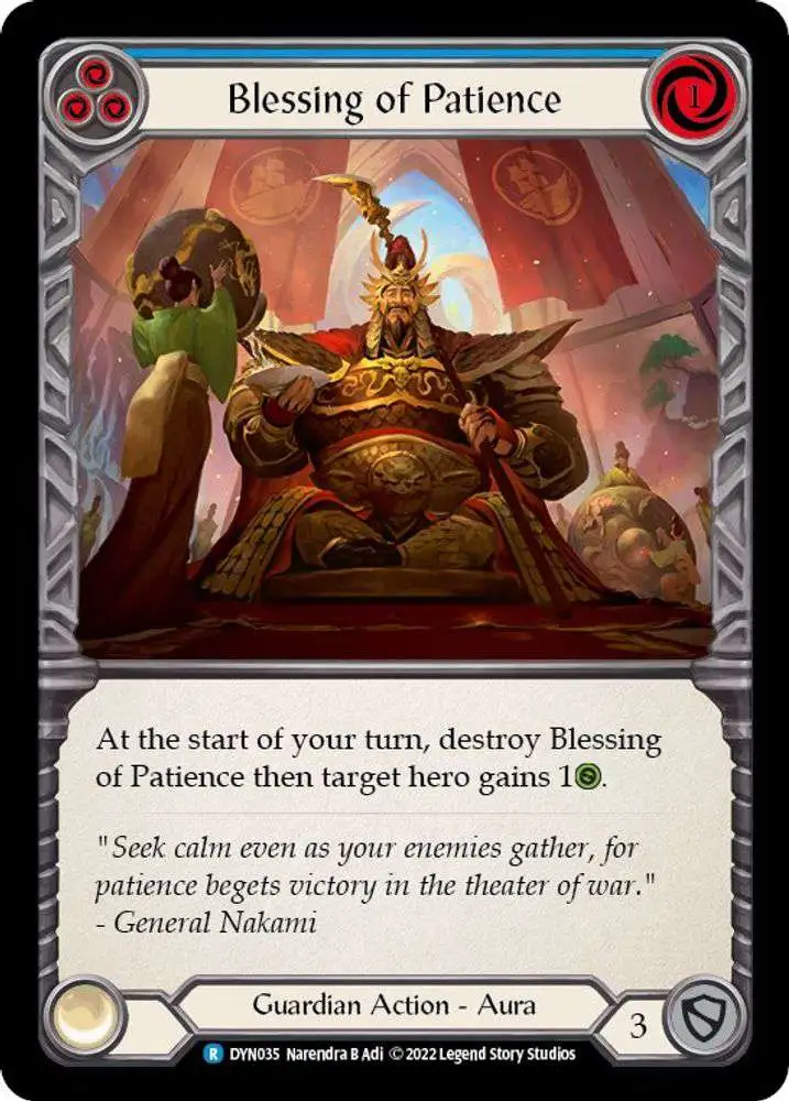 Flesh and Blood Trading Card Game Dynasty Single Card Rare Blessing of  Patience DYN035 Blue - ToyWiz