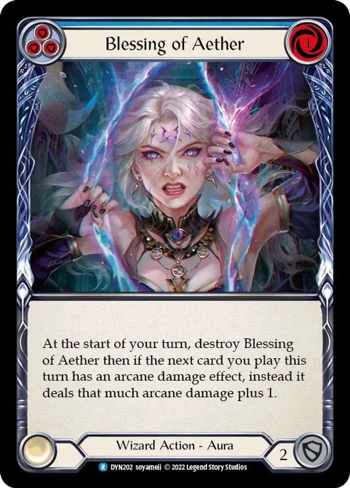 Flesh and Blood Trading Card Game Dynasty Single Card Rare Blessing of Aether DYN202 Blue - ToyWiz Flesh and Blood Trading Card Game Dynasty Single Card Rare Blessing of Aether DYN202 Blue - ToyWiz