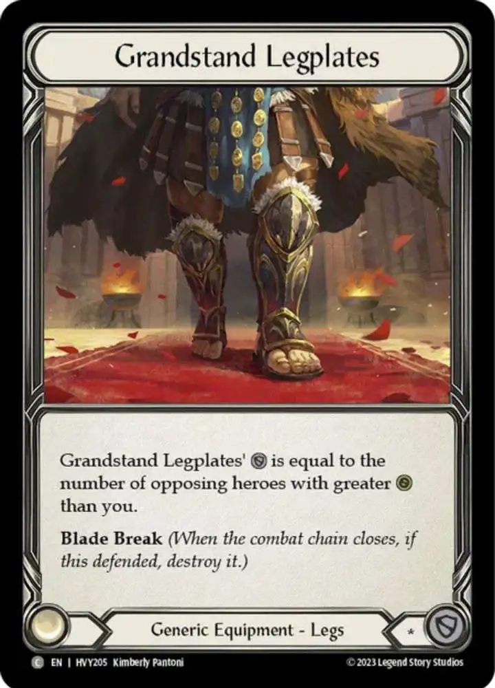 Flesh and Blood Trading Card Game Heavy Hitters Common Grandstand Legplates HVY205