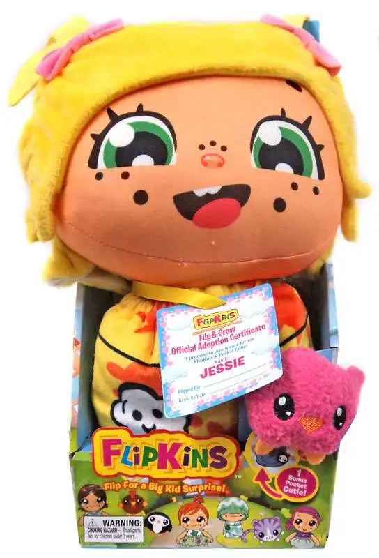 Flipkins Plush With Pocket Cuties Riley 8-Inch Plush Doll Flip And Grow 